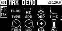 FX3 flanger page with native flanger depth, time, feedback, and width graphics.