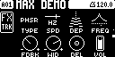 FX3 phaser page with FREQ in place of TIME.
